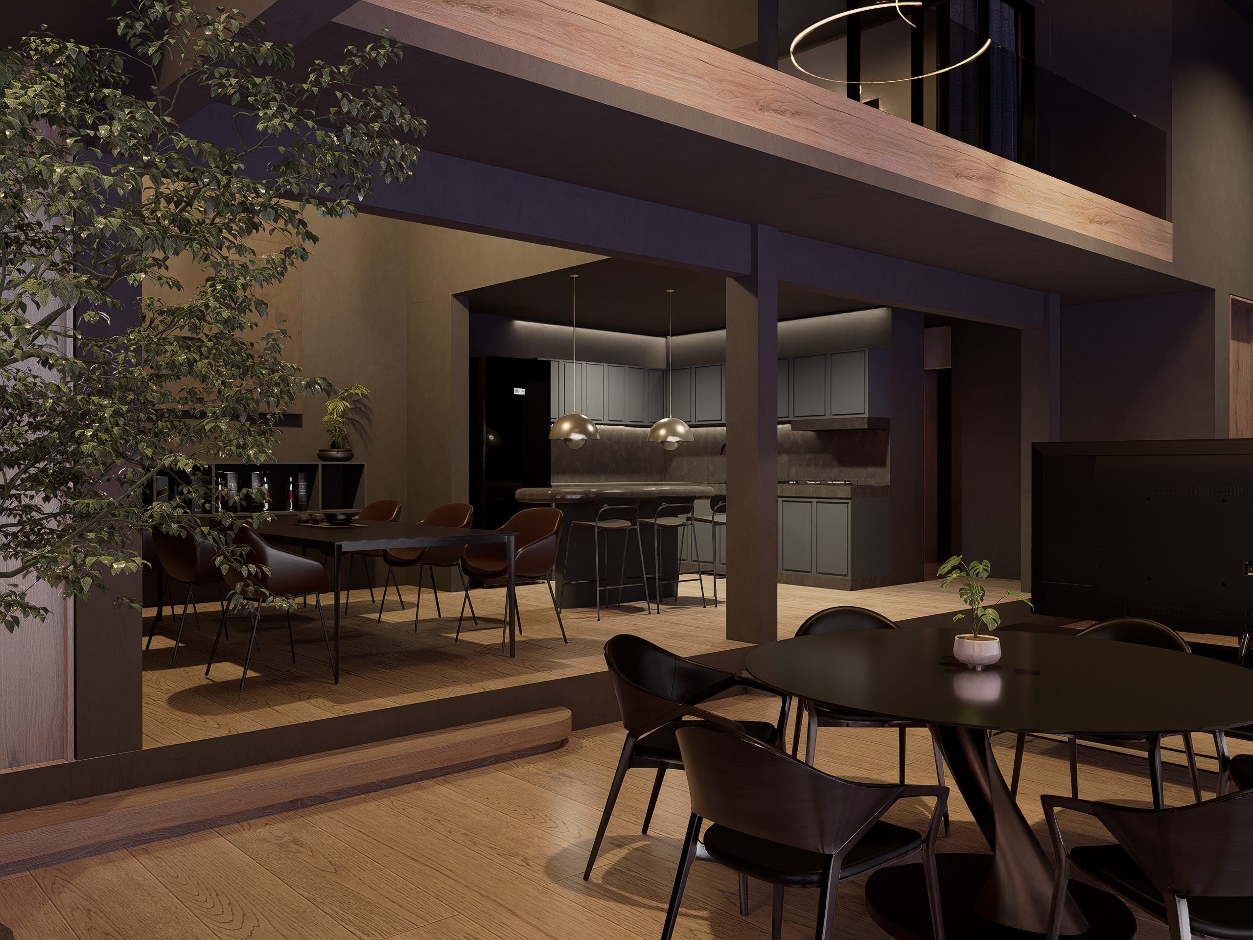 Relación sala, comedor y cocina